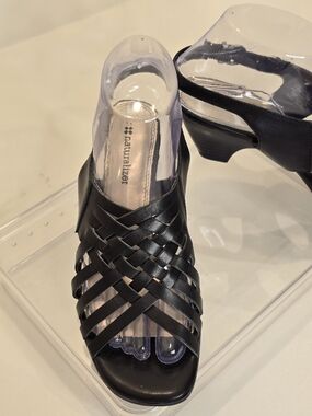Naturalizer Black Woven Slingback Sandal Size 6.5